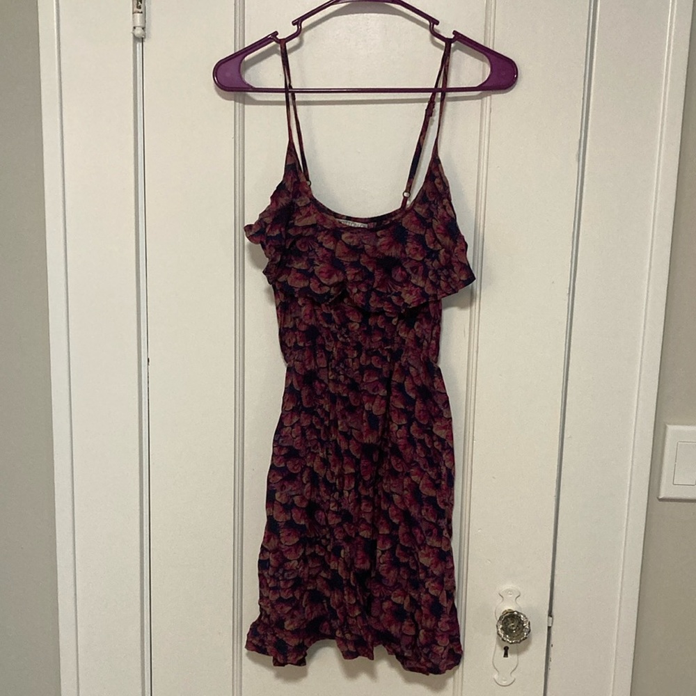 Navy and magenta floral dress